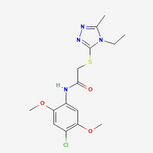 molecular formula C15H19ClN4O3S B4281420 N-(4-chloro-2,5-dimethoxyphenyl)-2-[(4-ethyl-5-methyl-4H-1,2,4-triazol-3-yl)sulfanyl]acetamide 