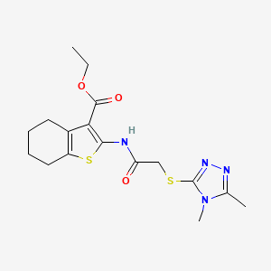 molecular formula C17H22N4O3S2 B4281430 ETHYL 2-{2-[(4,5-DIMETHYL-1,2,4-TRIAZOL-3-YL)SULFANYL]ACETAMIDO}-4,5,6,7-TETRAHYDRO-1-BENZOTHIOPHENE-3-CARBOXYLATE 
