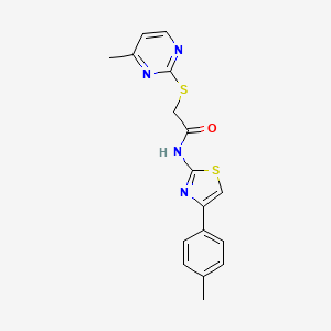molecular formula C17H16N4OS2 B4281465 N-[4-(4-METHYLPHENYL)-13-THIAZOL-2-YL]-2-[(4-METHYLPYRIMIDIN-2-YL)SULFANYL]ACETAMIDE 