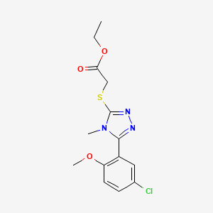 molecular formula C14H16ClN3O3S B4281514 ETHYL 2-{[5-(5-CHLORO-2-METHOXYPHENYL)-4-METHYL-4H-1,2,4-TRIAZOL-3-YL]SULFANYL}ACETATE 