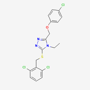 molecular formula C18H16Cl3N3OS B4281546 3-[(4-chlorophenoxy)methyl]-5-[(2,6-dichlorobenzyl)sulfanyl]-4-ethyl-4H-1,2,4-triazole 