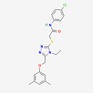 molecular formula C21H23ClN4O2S B4281567 N-(4-chlorophenyl)-2-({5-[(3,5-dimethylphenoxy)methyl]-4-ethyl-4H-1,2,4-triazol-3-yl}sulfanyl)acetamide 