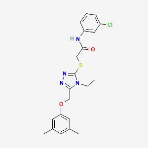 molecular formula C21H23ClN4O2S B4281569 N-(3-chlorophenyl)-2-({5-[(3,5-dimethylphenoxy)methyl]-4-ethyl-4H-1,2,4-triazol-3-yl}sulfanyl)acetamide 