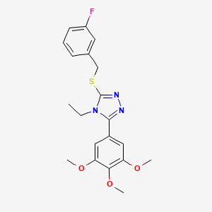 molecular formula C20H22FN3O3S B4281637 4-{4-ETHYL-5-[(3-FLUOROBENZYL)SULFANYL]-4H-1,2,4-TRIAZOL-3-YL}-2,6-DIMETHOXYPHENYL METHYL ETHER 