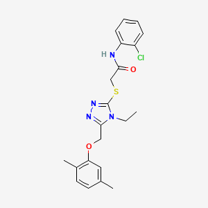 molecular formula C21H23ClN4O2S B4281673 N-(2-chlorophenyl)-2-({5-[(2,5-dimethylphenoxy)methyl]-4-ethyl-4H-1,2,4-triazol-3-yl}sulfanyl)acetamide 