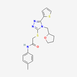 molecular formula C20H22N4O2S2 B4281802 N-(4-METHYLPHENYL)-2-{[4-(TETRAHYDRO-2-FURANYLMETHYL)-5-(2-THIENYL)-4H-1,2,4-TRIAZOL-3-YL]SULFANYL}ACETAMIDE 