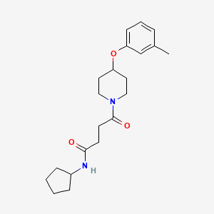 molecular formula C21H30N2O3 B4281813 N-cyclopentyl-4-[4-(3-methylphenoxy)piperidin-1-yl]-4-oxobutanamide 