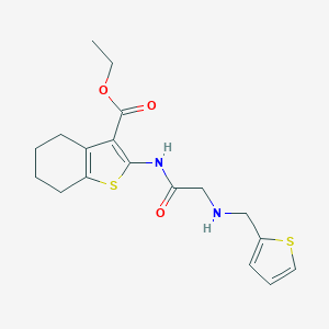 molecular formula C18H22N2O3S2 B428186 Ethyl 2-({[(2-thienylmethyl)amino]acetyl}amino)-4,5,6,7-tetrahydro-1-benzothiophene-3-carboxylate 