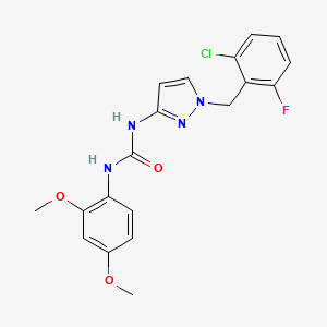 molecular formula C19H18ClFN4O3 B4281878 N-[1-(2-chloro-6-fluorobenzyl)-1H-pyrazol-3-yl]-N'-(2,4-dimethoxyphenyl)urea 