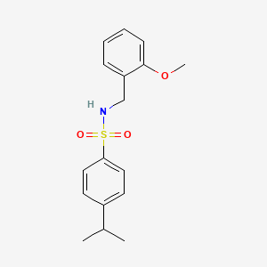 molecular formula C17H21NO3S B4281911 N-[(2-METHOXYPHENYL)METHYL]-4-(PROPAN-2-YL)BENZENE-1-SULFONAMIDE 