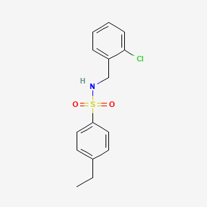 molecular formula C15H16ClNO2S B4281924 N-[(2-CHLOROPHENYL)METHYL]-4-ETHYLBENZENE-1-SULFONAMIDE 