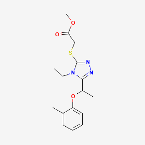 molecular formula C16H21N3O3S B4282222 methyl ({4-ethyl-5-[1-(2-methylphenoxy)ethyl]-4H-1,2,4-triazol-3-yl}sulfanyl)acetate 