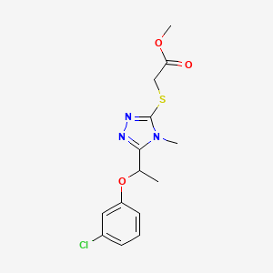 molecular formula C14H16ClN3O3S B4282239 methyl ({5-[1-(3-chlorophenoxy)ethyl]-4-methyl-4H-1,2,4-triazol-3-yl}sulfanyl)acetate 