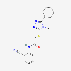 molecular formula C18H21N5OS B4282294 N-(2-cyanophenyl)-2-[(5-cyclohexyl-4-methyl-4H-1,2,4-triazol-3-yl)sulfanyl]acetamide 