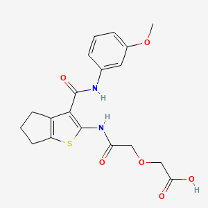 molecular formula C19H20N2O6S B4282565 2-[2-({3-[(3-methoxyanilino)carbonyl]-5,6-dihydro-4H-cyclopenta[b]thiophen-2-yl}amino)-2-oxoethoxy]acetic acid 