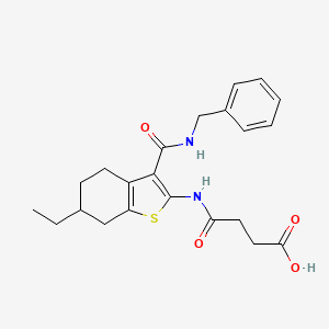 molecular formula C22H26N2O4S B4282586 4-{[3-(Benzylcarbamoyl)-6-ethyl-4,5,6,7-tetrahydro-1-benzothiophen-2-yl]amino}-4-oxobutanoic acid 