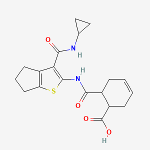 molecular formula C19H22N2O4S B4282591 6-{[3-(cyclopropylcarbamoyl)-5,6-dihydro-4H-cyclopenta[b]thiophen-2-yl]carbamoyl}cyclohex-3-ene-1-carboxylic acid 