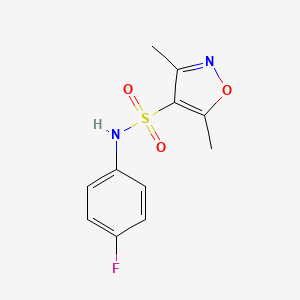 molecular formula C11H11FN2O3S B4282660 N-(4-fluorophenyl)-3,5-dimethyl-1,2-oxazole-4-sulfonamide 