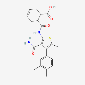 molecular formula C22H24N2O4S B4282962 6-{[3-Carbamoyl-4-(3,4-dimethylphenyl)-5-methylthiophen-2-yl]carbamoyl}cyclohex-3-ene-1-carboxylic acid 