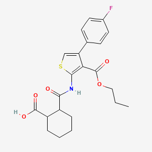 molecular formula C22H24FNO5S B4283010 2-{[4-(4-Fluorophenyl)-3-(propoxycarbonyl)thiophen-2-yl]carbamoyl}cyclohexanecarboxylic acid 