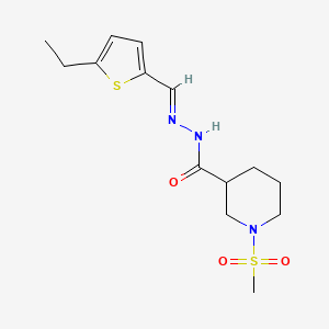 molecular formula C14H21N3O3S2 B4283123 N'-[(E)-(5-ethylthiophen-2-yl)methylidene]-1-(methylsulfonyl)piperidine-3-carbohydrazide 