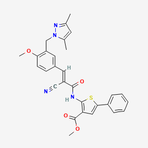 molecular formula C29H26N4O4S B4283336 methyl 2-[(2-cyano-3-{3-[(3,5-dimethyl-1H-pyrazol-1-yl)methyl]-4-methoxyphenyl}acryloyl)amino]-5-phenyl-3-thiophenecarboxylate 