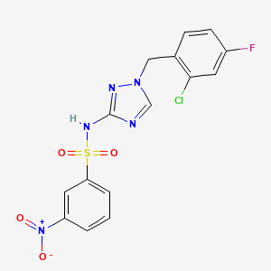 molecular formula C15H11ClFN5O4S B4283364 N~1~-[1-(2-CHLORO-4-FLUOROBENZYL)-1H-1,2,4-TRIAZOL-3-YL]-3-NITRO-1-BENZENESULFONAMIDE 