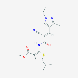 molecular formula C19H22N4O3S B4283471 methyl 2-{[2-cyano-3-(1-ethyl-3-methyl-1H-pyrazol-4-yl)acryloyl]amino}-5-isopropyl-3-thiophenecarboxylate 