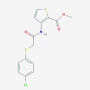molecular formula C14H12ClNO3S2 B428359 Methyl 3-({[(4-chlorophenyl)sulfanyl]acetyl}amino)-2-thiophenecarboxylate CAS No. 477887-66-4