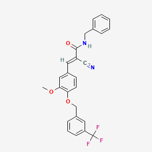 molecular formula C26H21F3N2O3 B4283697 N-benzyl-2-cyano-3-(3-methoxy-4-{[3-(trifluoromethyl)benzyl]oxy}phenyl)acrylamide 