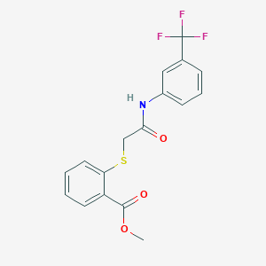 molecular formula C17H14F3NO3S B428386 Methyl 2-({2-oxo-2-[3-(trifluoromethyl)anilino]ethyl}sulfanyl)benzoate 