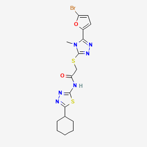 molecular formula C17H19BrN6O2S2 B4283882 2-{[5-(5-bromo-2-furyl)-4-methyl-4H-1,2,4-triazol-3-yl]thio}-N-(5-cyclohexyl-1,3,4-thiadiazol-2-yl)acetamide 