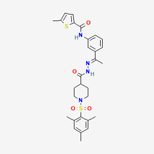 molecular formula C29H34N4O4S2 B4284059 N-[3-(N-{[1-(mesitylsulfonyl)-4-piperidinyl]carbonyl}ethanehydrazonoyl)phenyl]-5-methyl-2-thiophenecarboxamide 