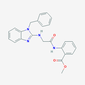 molecular formula C24H22N4O3 B428411 methyl 2-({[(1-benzyl-1H-benzimidazol-2-yl)amino]acetyl}amino)benzoate 