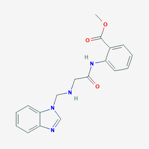 molecular formula C18H18N4O3 B428412 methyl 2-({[(1H-benzimidazol-1-ylmethyl)amino]acetyl}amino)benzoate 