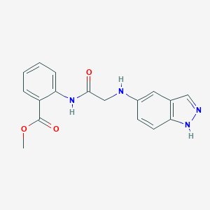 molecular formula C17H16N4O3 B428415 methyl 2-[[2-(1H-indazol-5-ylamino)acetyl]amino]benzoate 