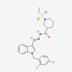 molecular formula C24H26ClFN4O3S B4284491 N'-{(E)-[1-(2-chloro-4-fluorobenzyl)-1H-indol-3-yl]methylidene}-1-(ethylsulfonyl)piperidine-3-carbohydrazide 