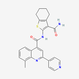 molecular formula C25H22N4O2S B4284536 N-(3-CARBAMOYL-4,5,6,7-TETRAHYDRO-1-BENZOTHIOPHEN-2-YL)-8-METHYL-2-(4-PYRIDINYL)-4-QUINOLINECARBOXAMIDE 