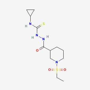 molecular formula C12H22N4O3S2 B4284704 N-cyclopropyl-2-{[1-(ethylsulfonyl)piperidin-3-yl]carbonyl}hydrazinecarbothioamide 