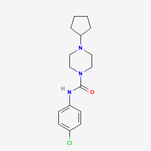molecular formula C16H22ClN3O B4284726 N-(4-chlorophenyl)-4-cyclopentylpiperazine-1-carboxamide 