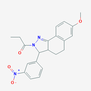 B428516 3-{3-nitrophenyl}-7-methoxy-2-propionyl-3,3a,4,5-tetrahydro-2H-benzo[g]indazole CAS No. 5610-16-2