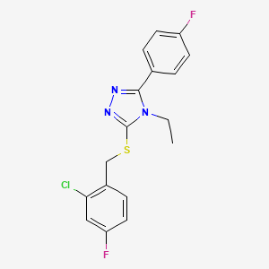 molecular formula C17H14ClF2N3S B4285309 2-CHLORO-4-FLUOROBENZYL [4-ETHYL-5-(4-FLUOROPHENYL)-4H-1,2,4-TRIAZOL-3-YL] SULFIDE 
