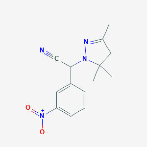 molecular formula C14H16N4O2 B428534 (3-Nitrophenyl)(3,5,5-trimethyl-4,5-dihydro-1H-pyrazol-1-yl)acetonitrile 
