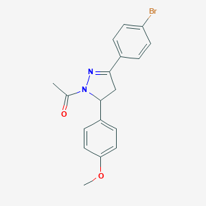 molecular formula C18H17BrN2O2 B428551 4-[1-acetyl-3-(4-bromophenyl)-4,5-dihydro-1H-pyrazol-5-yl]phenyl methyl ether 