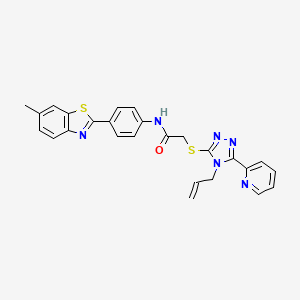 molecular formula C26H22N6OS2 B4285649 N-[4-(6-methyl-1,3-benzothiazol-2-yl)phenyl]-2-{[4-(prop-2-en-1-yl)-5-(pyridin-2-yl)-4H-1,2,4-triazol-3-yl]sulfanyl}acetamide CAS No. 573669-54-2