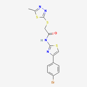 molecular formula C14H11BrN4OS3 B4285656 N-[4-(4-bromophenyl)-1,3-thiazol-2-yl]-2-[(5-methyl-1,3,4-thiadiazol-2-yl)sulfanyl]acetamide 
