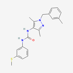 molecular formula C21H24N4OS B4285930 N-[3,5-DIMETHYL-1-(3-METHYLBENZYL)-1H-PYRAZOL-4-YL]-N'-[3-(METHYLSULFANYL)PHENYL]UREA 