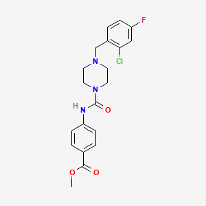 molecular formula C20H21ClFN3O3 B4286325 METHYL 4-({[4-(2-CHLORO-4-FLUOROBENZYL)PIPERAZINO]CARBONYL}AMINO)BENZOATE 