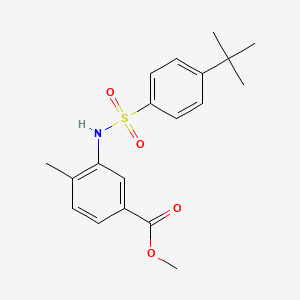 molecular formula C19H23NO4S B4286530 methyl 3-({[4-(tert-butyl)phenyl]sulfonyl}amino)-4-methylbenzoate 