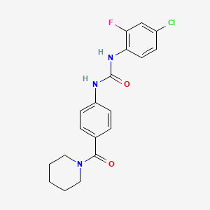 molecular formula C19H19ClFN3O2 B4286664 N-(4-CHLORO-2-FLUOROPHENYL)-N'-[4-(PIPERIDINOCARBONYL)PHENYL]UREA 